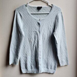 Talbots Pale Blue Pima Cotton Button Down Cardigan Sweater Size Small